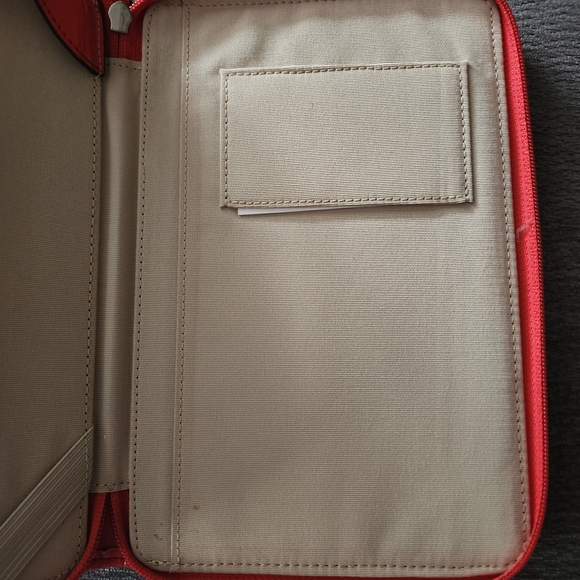 Coach Tan and Coral Signature I Pad Case. 8 3/4 by 5 1/2 In - Picture 4 of 5